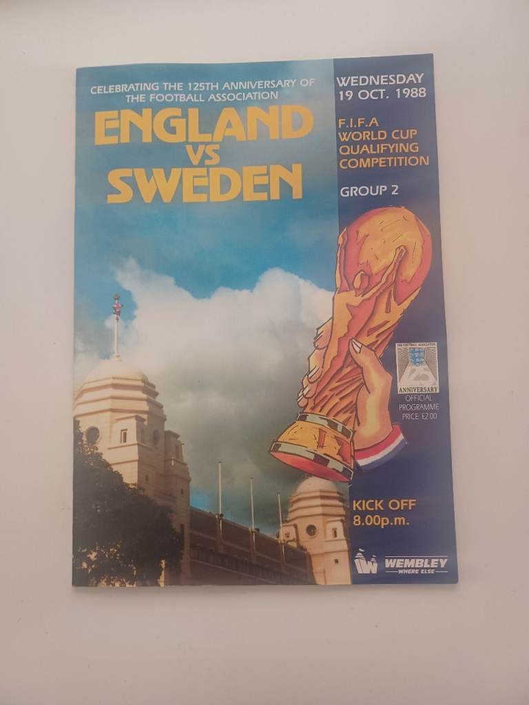 Vintage England Football Programmes - FIFA World Cup Qualifiers 1988-1989