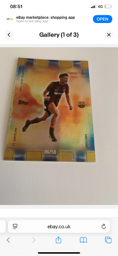 Pedri fc Barcelona topps focus gold parallel 06/50