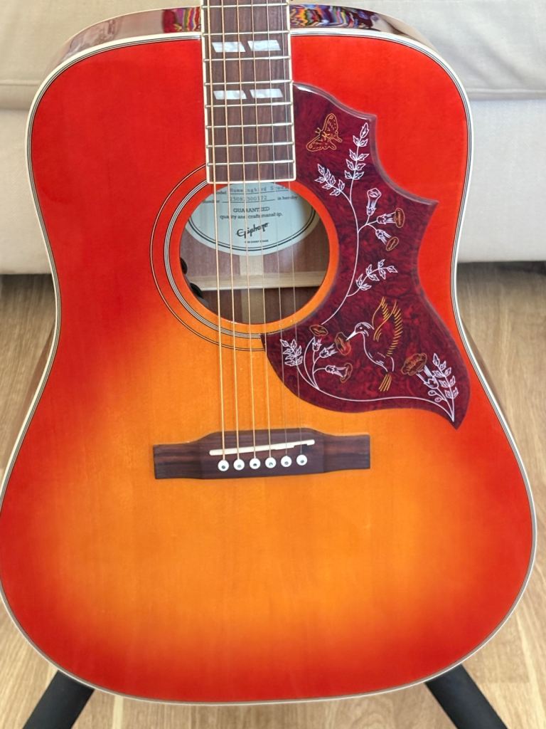 Epiphone Hummingbird Studio Acoustic Guitar – Red, Good Condition