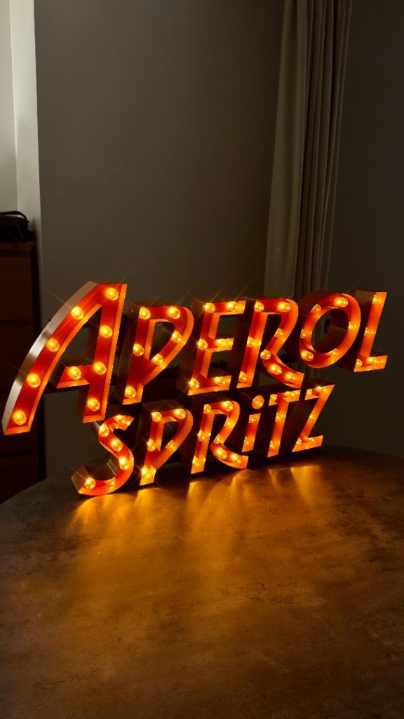 Aperol Spritz Light Up Sign - Orange, Good Condition