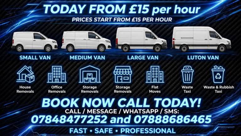 MAN AND VAN / REMOVALS - House Moves, Waste clearance, Motor Bike Recovery,  Van Hire - From £15 P/H