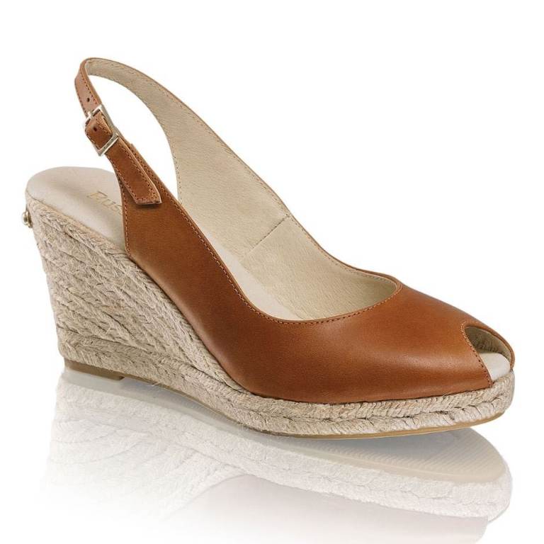 Russell & Bromley ‘Candyfloss’ Espadrille Wedge Sandals💗 Tan Leather💗Size 6/39💗Very good 