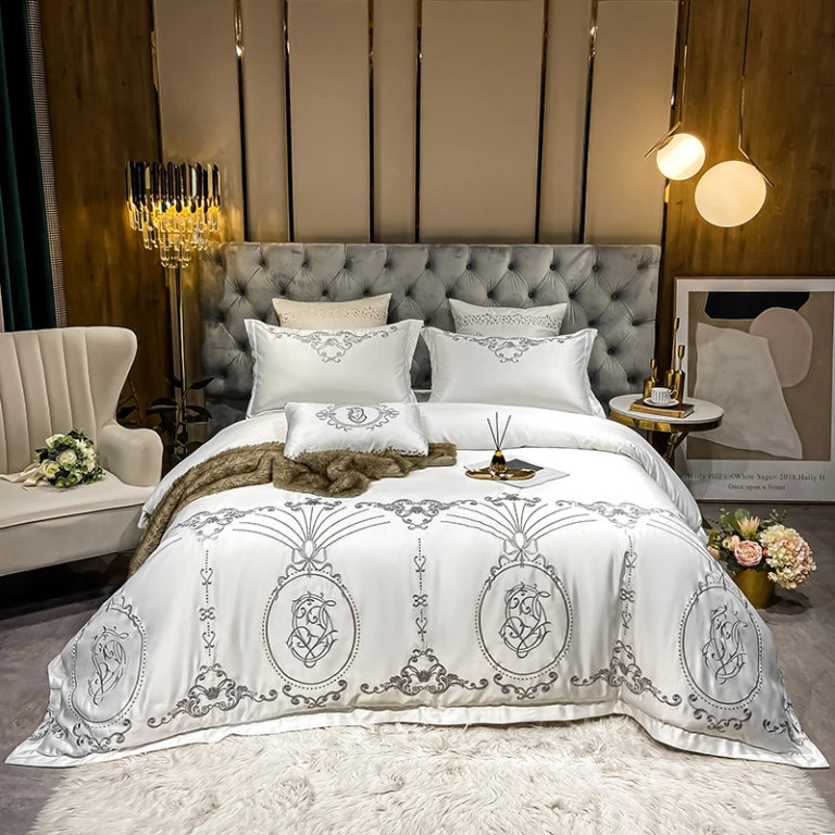 Naomi 600TC Satin Egyptian Cotton Royal Embroidered Bedding Set