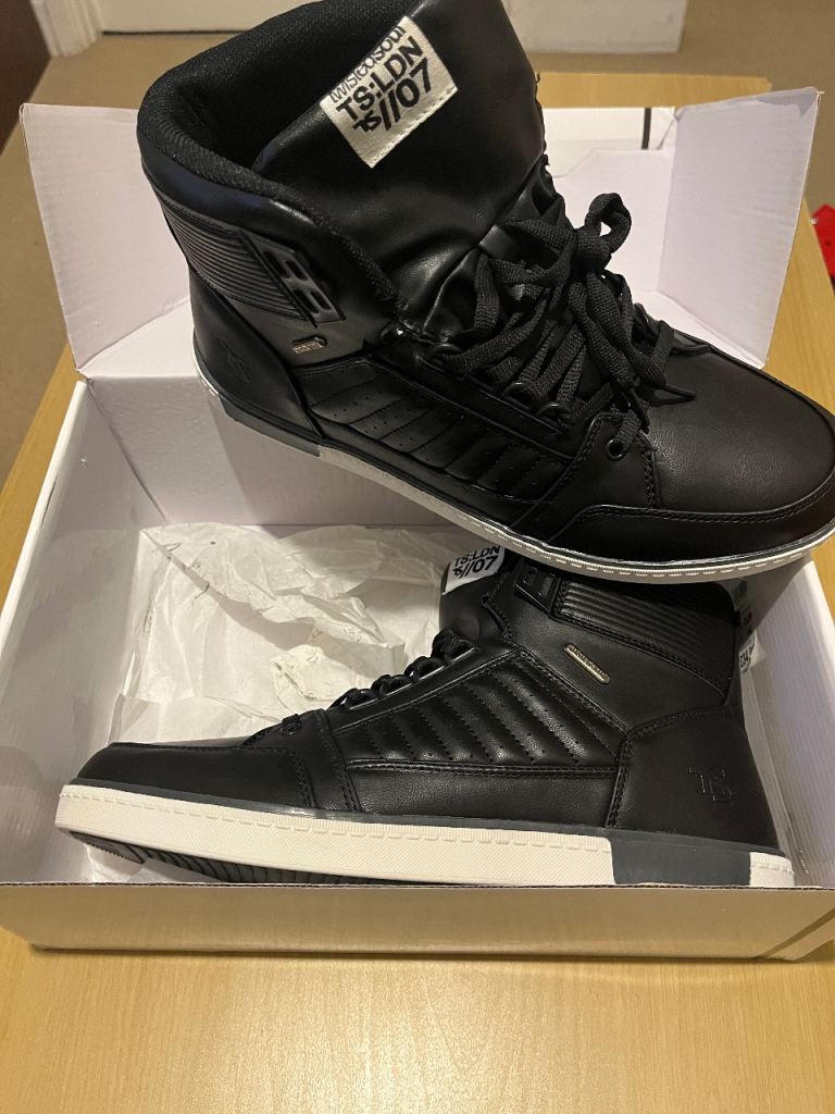 Twisted Soul TS Elias Strap Hi Top Trainers – Black, Size UK 10