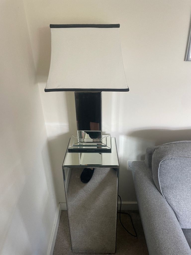 Mirrored lamp stand with beautiful lamp 