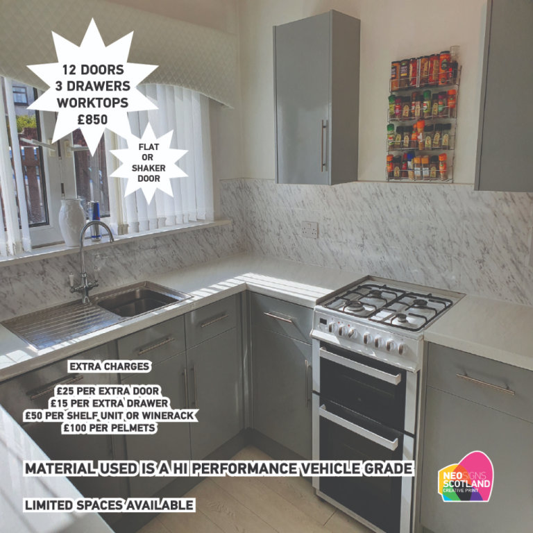 12 door 3 drawers inc worktops Budget Full Kitchen Wrap September Special Offer Book Now