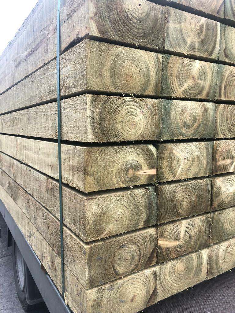 Wooden planks, sleepers, 8ft long, wooden sleepers, Treated sleepers