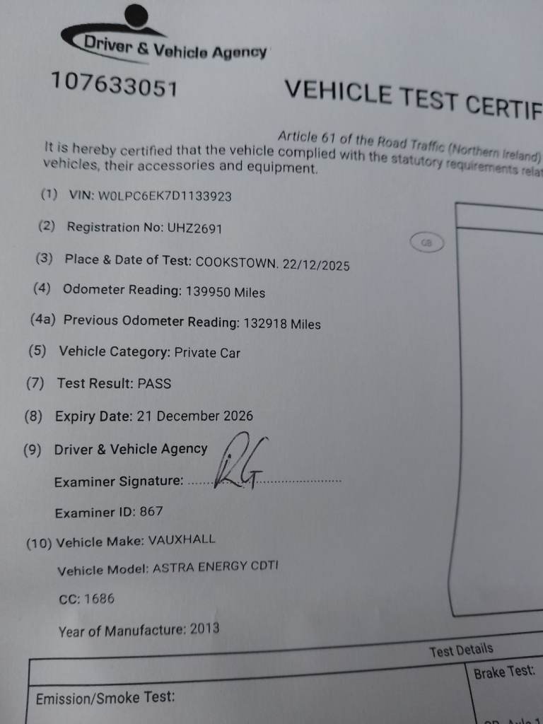 Vauxhall, ASTRA, Hatchback, 2013, Manual, 1686 (cc), 5 doors