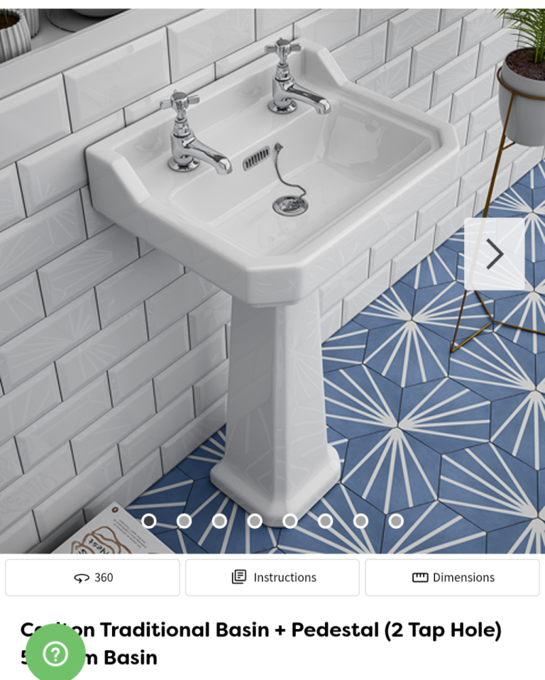 Basin and pedestal. Carlton traditional.