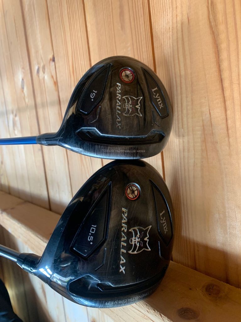 Lynx Parallax driver and 5 wood, regular shafts in very good condition