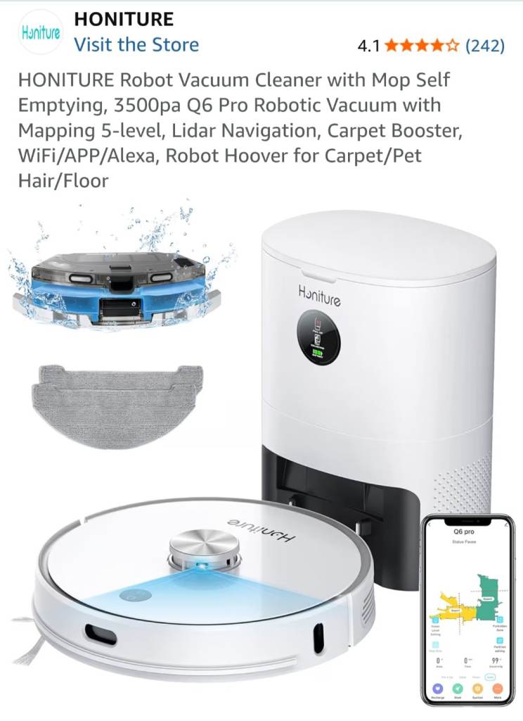 Honiture Q6 Pro Robot Vacuum & Mop with Self-Emptying Station