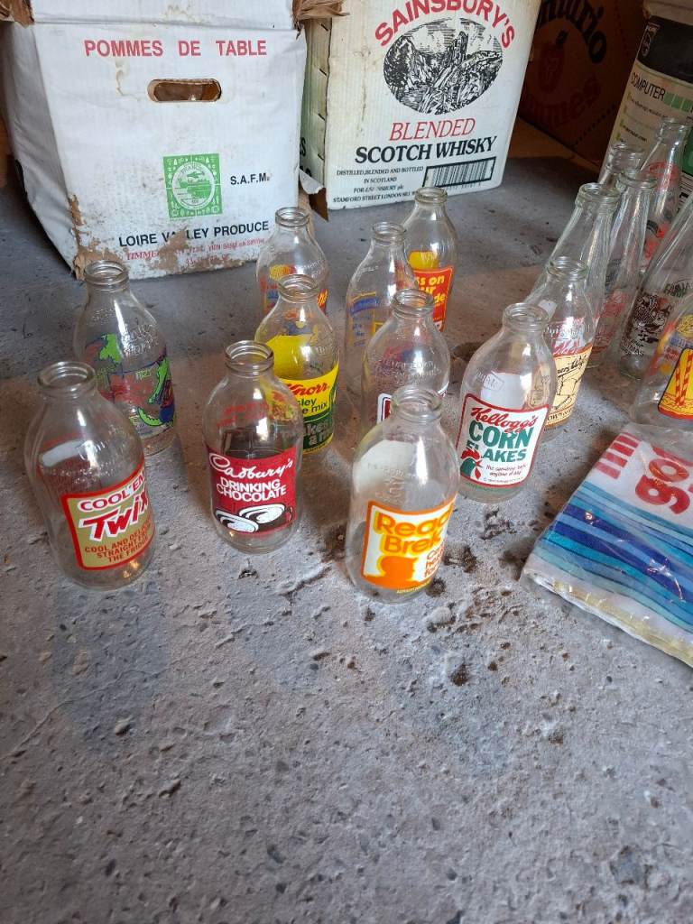 Huge Job Lot of ~350 Vintage Advertising Milk Bottles (1970s/80s Brands & Dairies)