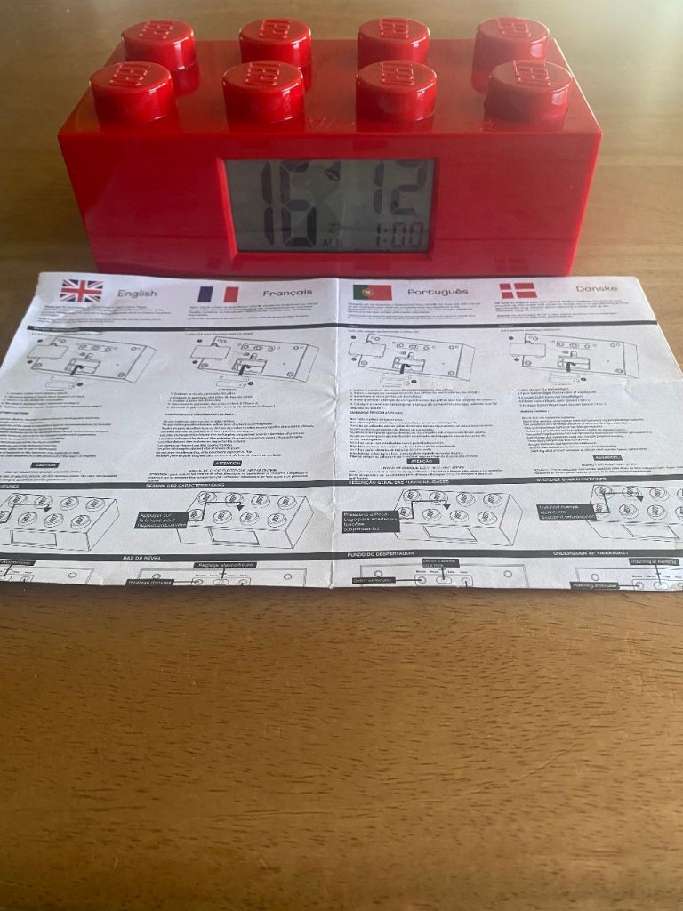 Lego Brick Giant Alarm Clock Red