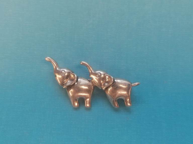 1.5 inch. Vintage Sterling Silver Elephant Pin 925 Brooch Two Elephants.