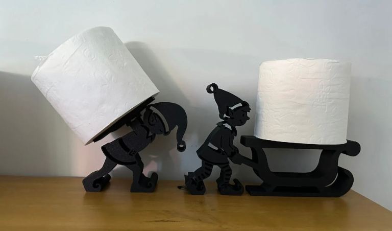 Christmas Elf Toilet Roll Holders - Set of Two, Brand New