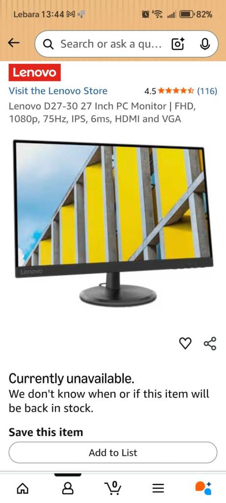 Lenovo 27 inch monitor