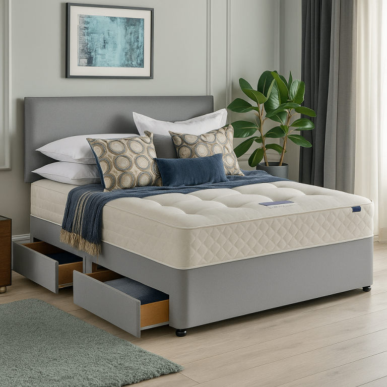 High Quality Double Divan Bed With Mattress Single, Small Double ,Double, King, Sizes Available 