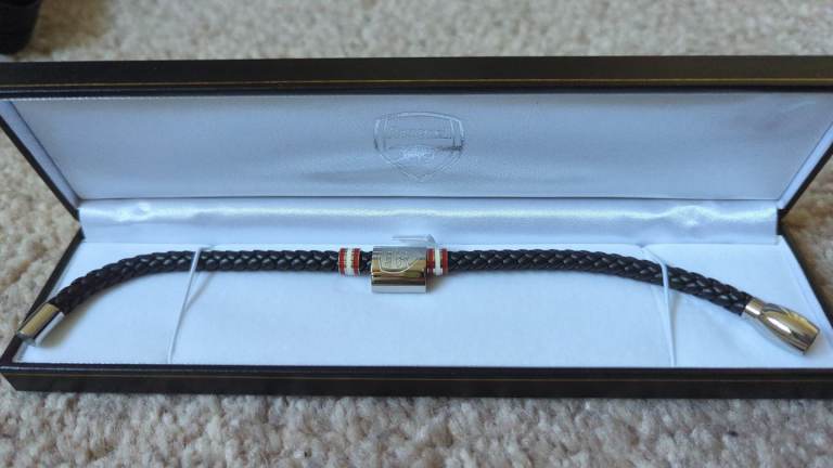 Official Arsenal FC Braided Leather Bracelet - New in Box (Unworn)