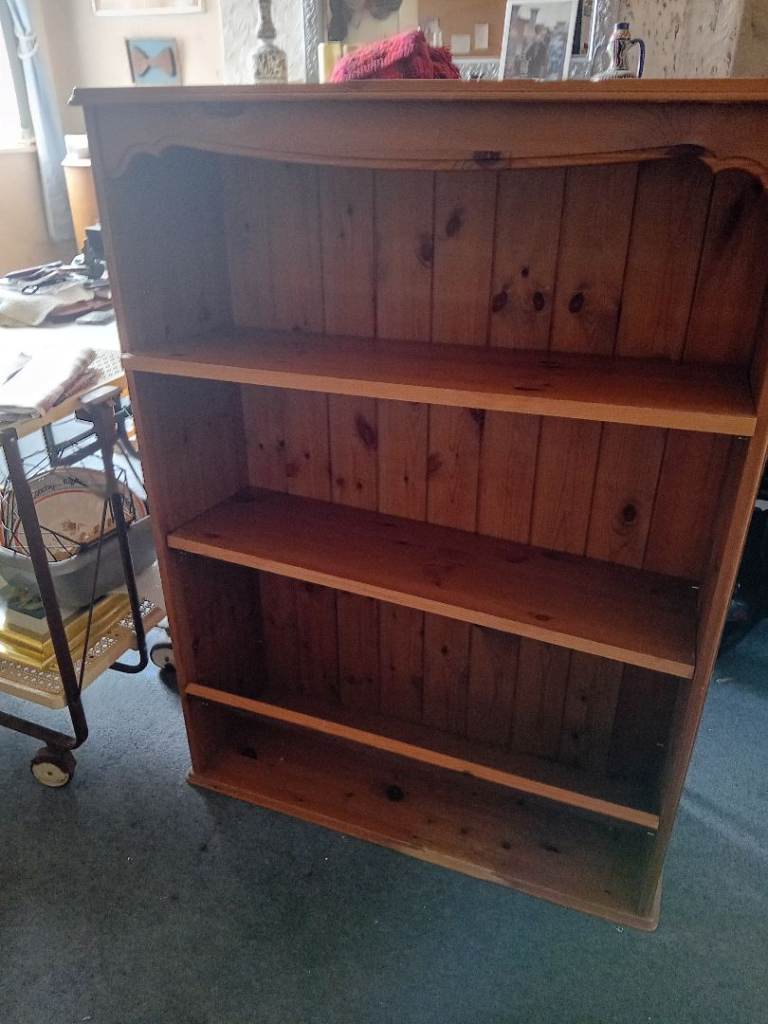 Solid Pine Wood Bookcase with 3 Shelves