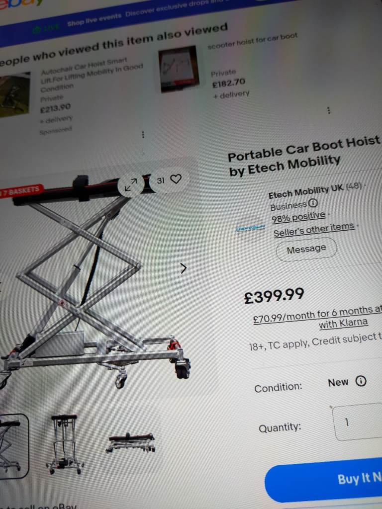 Etech Mobility Portable Car Boot Hoist – Used, Good Condition