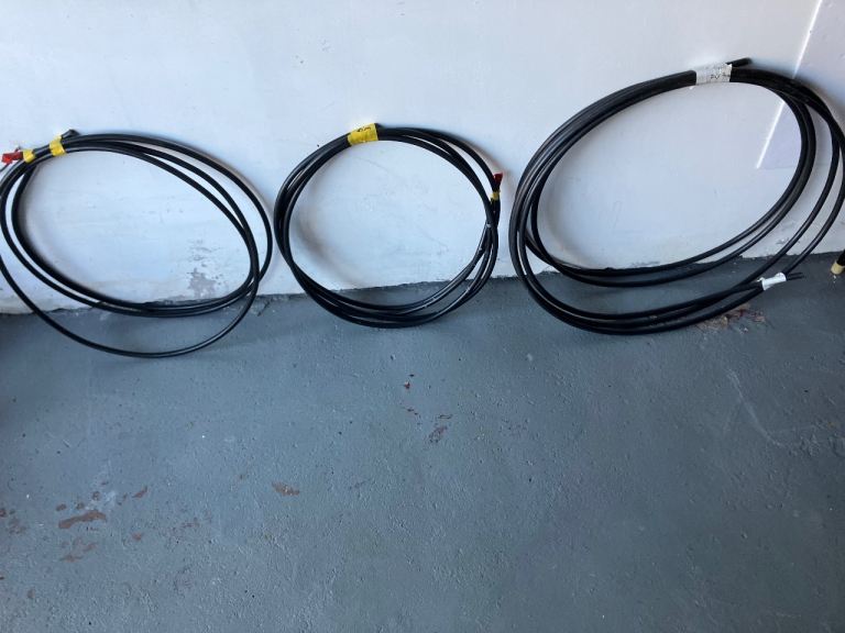 Black Armoured Electrical Cables - Various Lengths, Good Condition