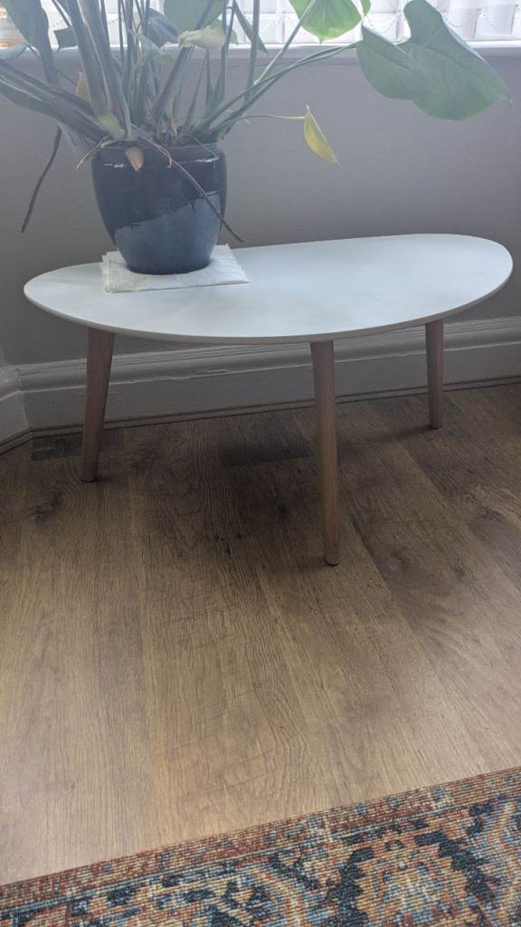 White wood side table 