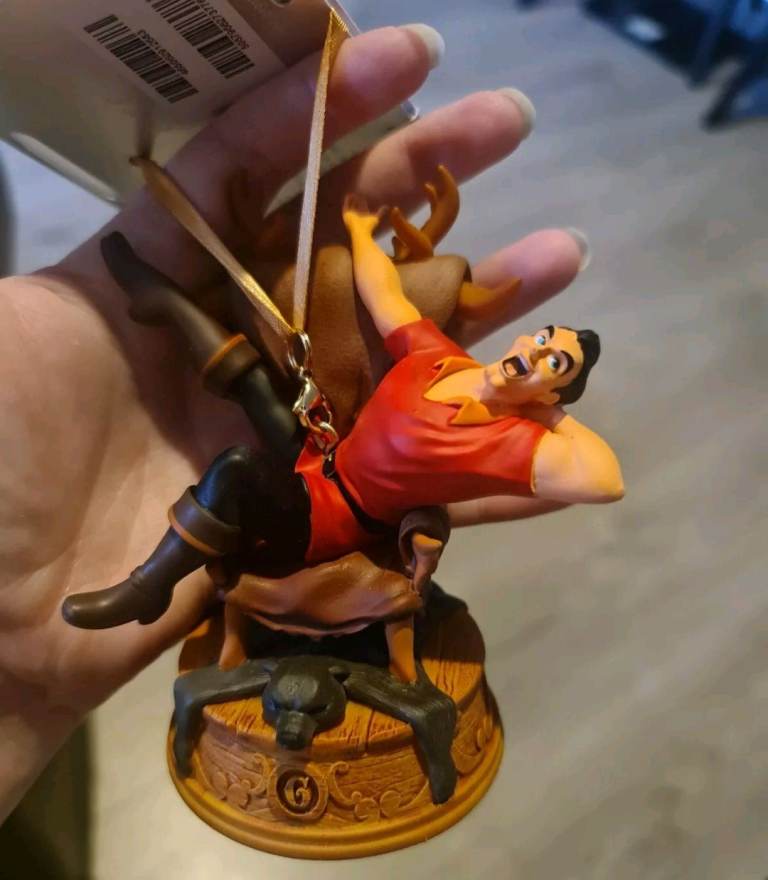 Disney Store Gaston Singing Hanging Ornament, Beauty and The Beast Rare Christmas Tree Decoration
