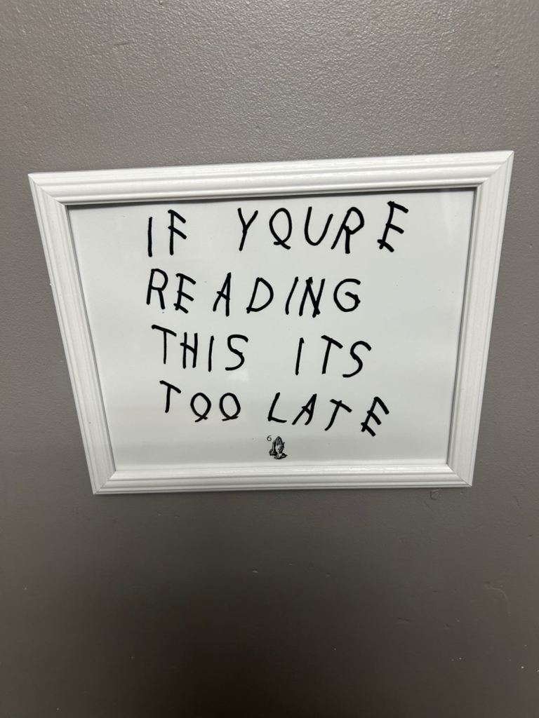 White Framed Wall Art - 'IF YOU'RE READING THIS ITS TOO LATE'