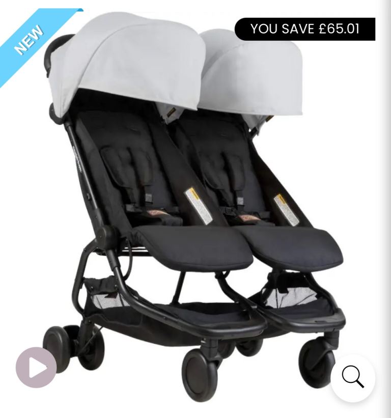 Mountain Buggy Nano Duo Twin Stroller - Black, Good Condition
