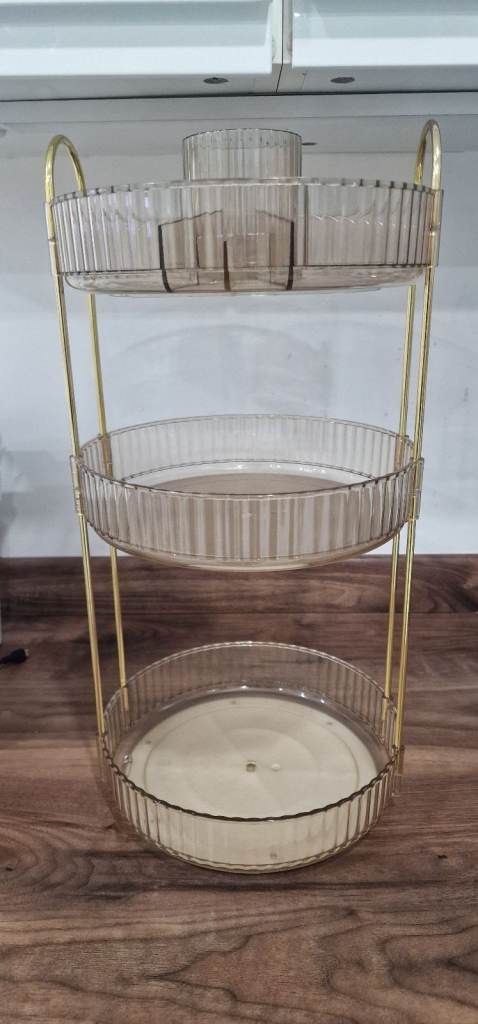 Makeup Organiser Rotating. 3-Tier Round Skincare Organiser, Customisable, Toiletries Cosmet