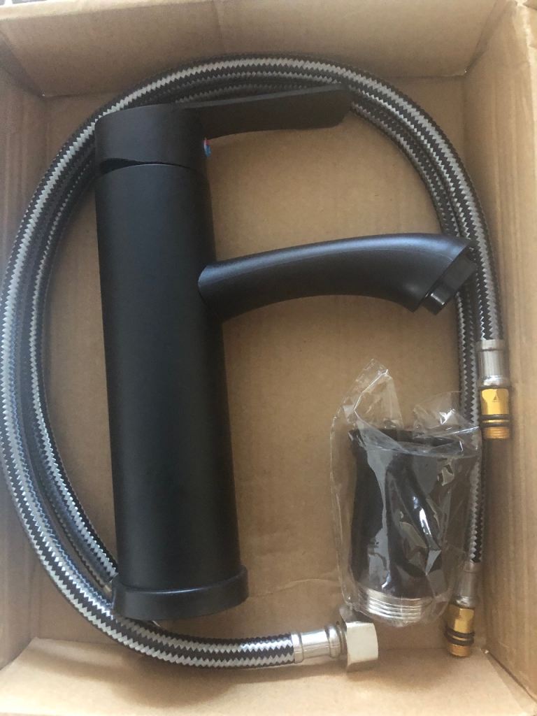 New Black Bathroom Basin Mixer Tap with Hoses