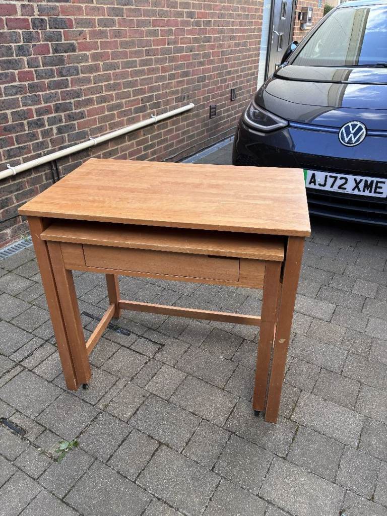 Wooden Desk with Pull-Out Shelf and Drawer – Fair Condition | in ...