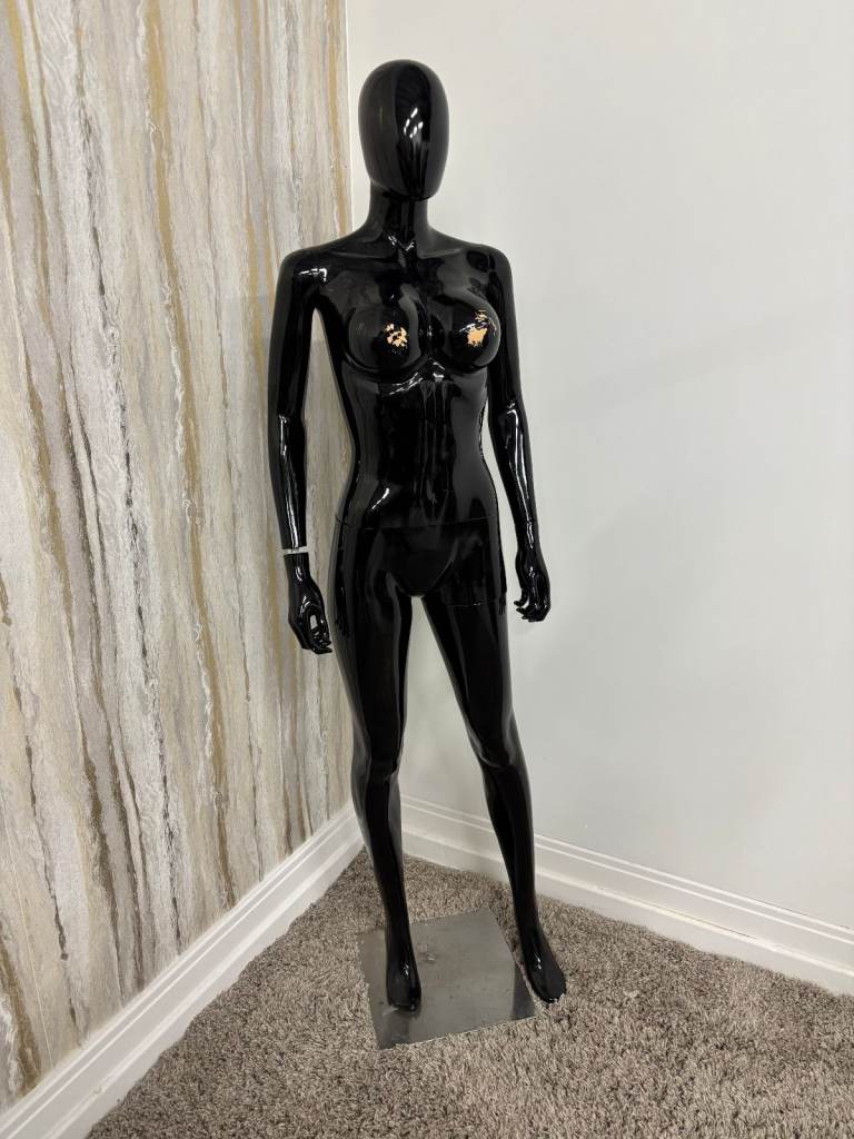5 Various Positioned Black Gloss Mannequins 