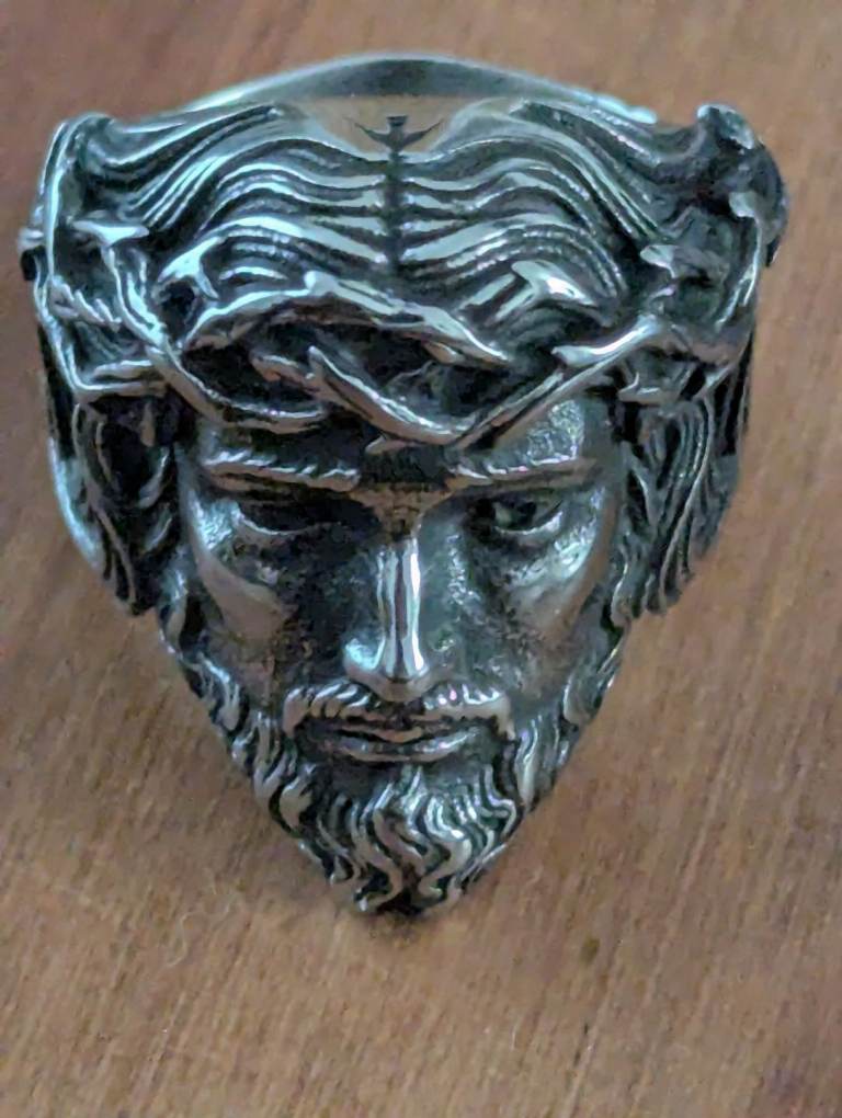 Steel christ ring