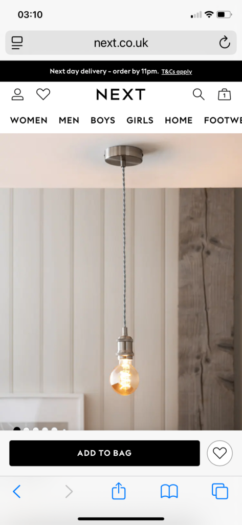 Next Clear Isla Ombre Easy Fit Lamp Shade & Rose