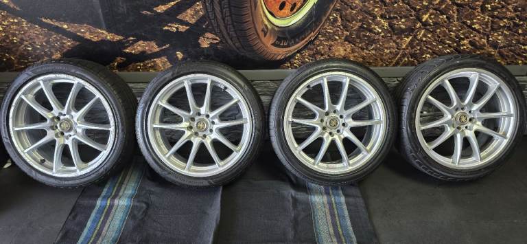 Wolfrance 17 alloy wheels + 4 x tyres 205 45 17 Mini Cooper Ford Vauxhall Suzuki Renault Citroen