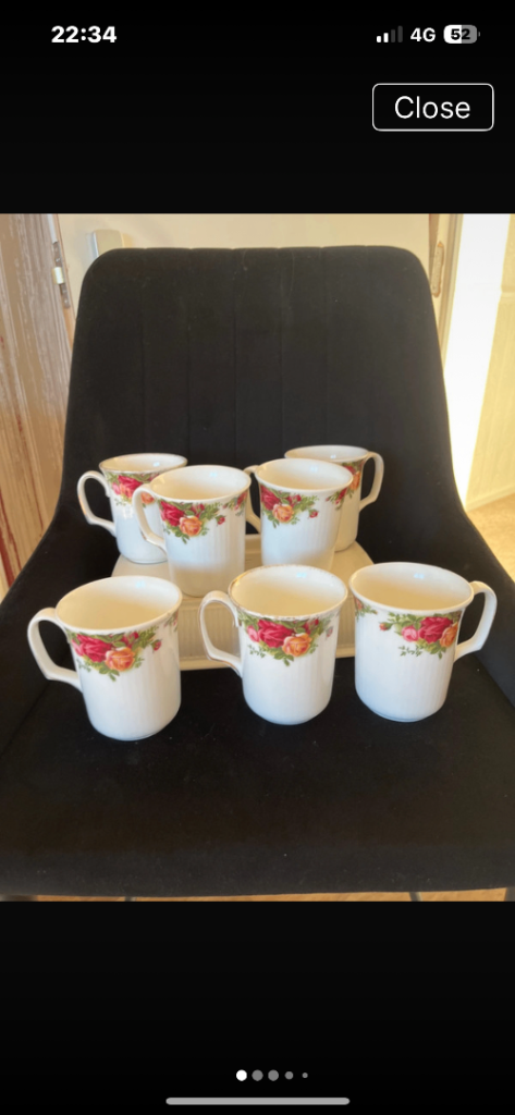 Set of  seven Royal AlbertOld Country Roses Mugs - Good Condition