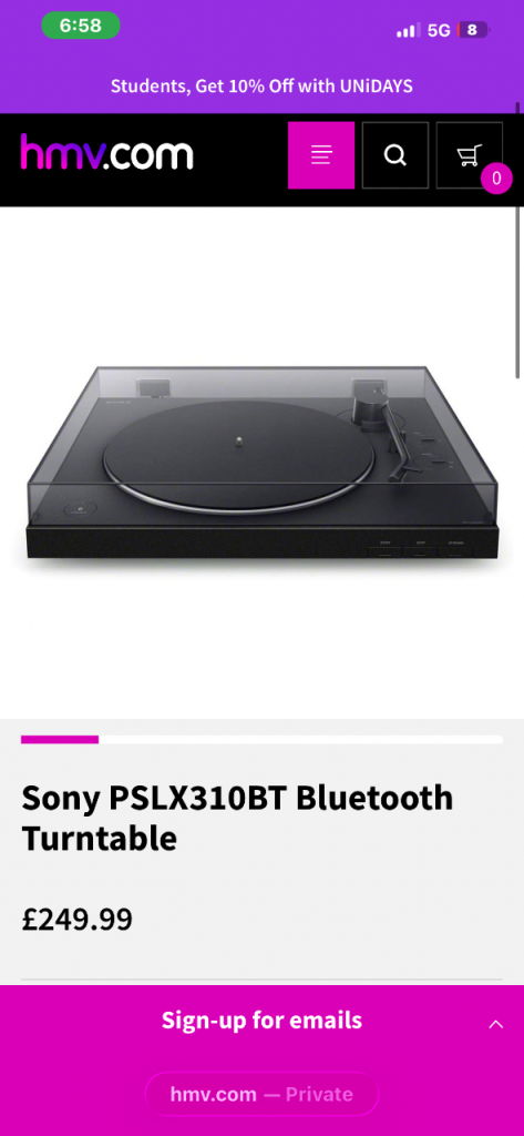 Sony PSLX310BT Bluetooth Turntable 