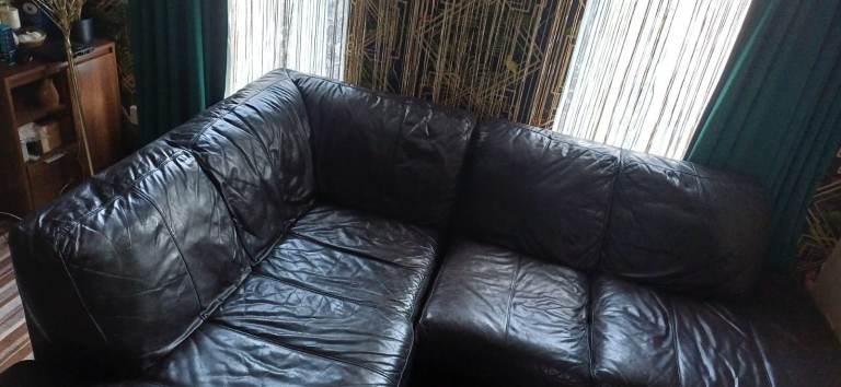 FREE DFS Black Leather Corner Sofa and large chair