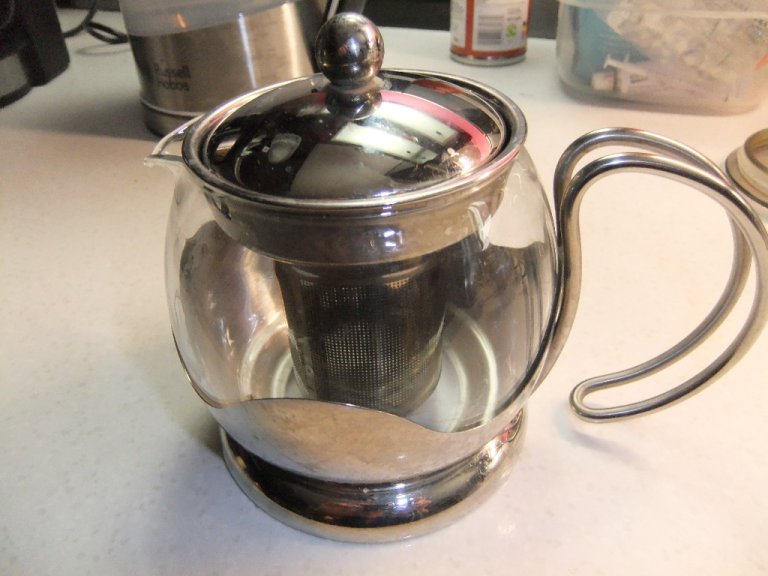 Pyrex Stainless Steel & Glass Infuser Teapot For Herbal Leaf Tea Etc 750ml