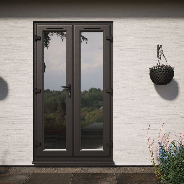 Brand new black on white French doors 