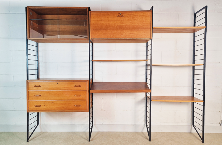 Staples Ladderax Vintage 1960s Mid Century 3 Bay Danish Design Cabinet Sideboard Shelf System PG085