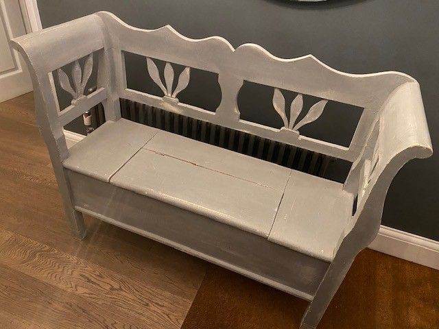 image for Shabby Chic Pine Wood Storage Bench Seat