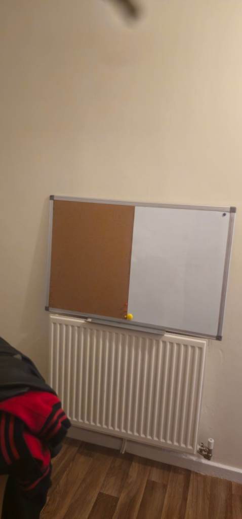 Magnetic cork board whiteboard with pen tray