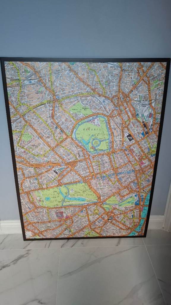 Large Map Regents Park/Hyde Park Framed
