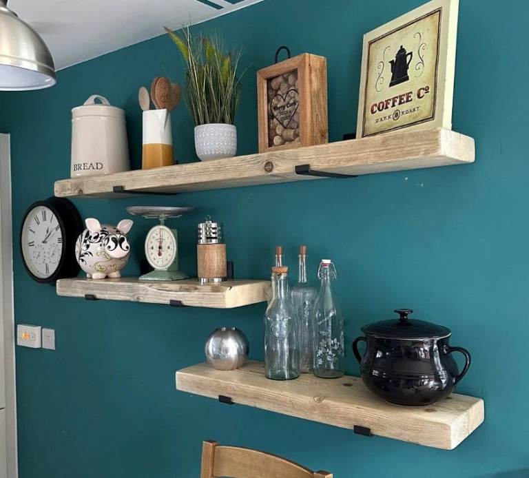 130cm Industrial Natural Oak Wall Shelving for Home Shelving