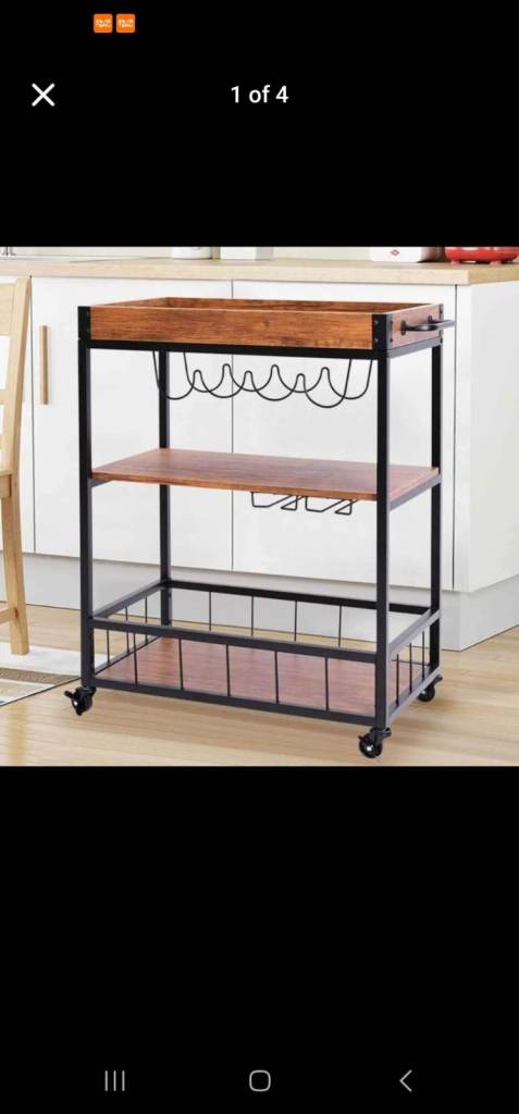 New Industrial Style Kitchen Trolley with Wine Rack and Storage