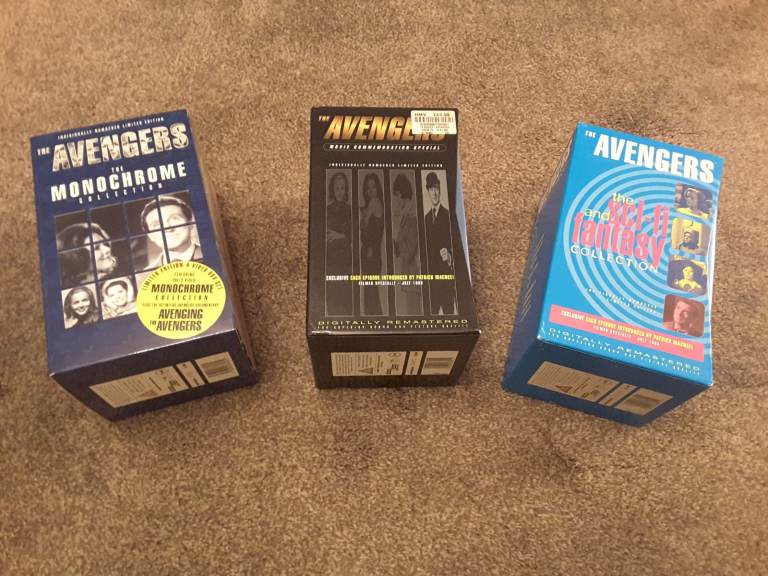 THE AVENGERS 1960s TV SERIES VHS VIDEOS. 3 BOX SETS. EXCELLENT CONDITION.