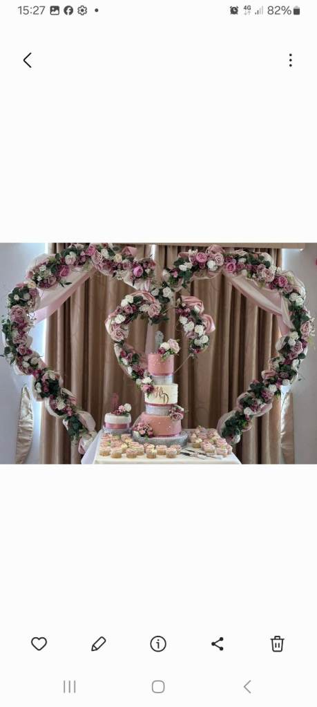 Wedding heart flower pink hear back drop