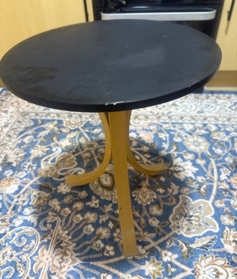 Wooden  Ikea Fornbro- Black Round Coffee Table 